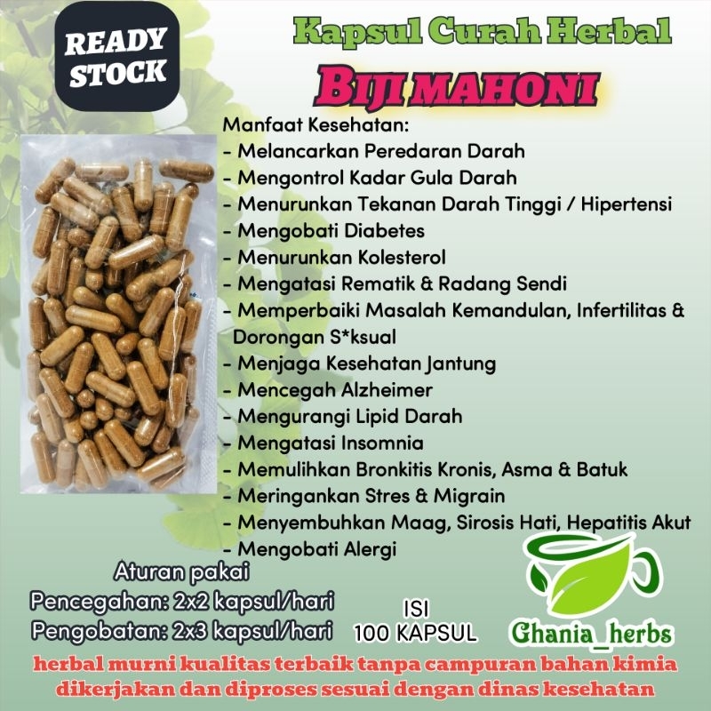 Kapsul herbal Biji Mahoni isi 100 kapsul
