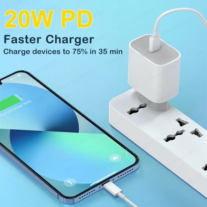 ROCKET Charger PD 20W 2.4A Fast Charging Adaptor QC3.0 Type-C Lightning Adapter untuk Iphone 12 X Xs 8 Oppo Xiaomi Phone