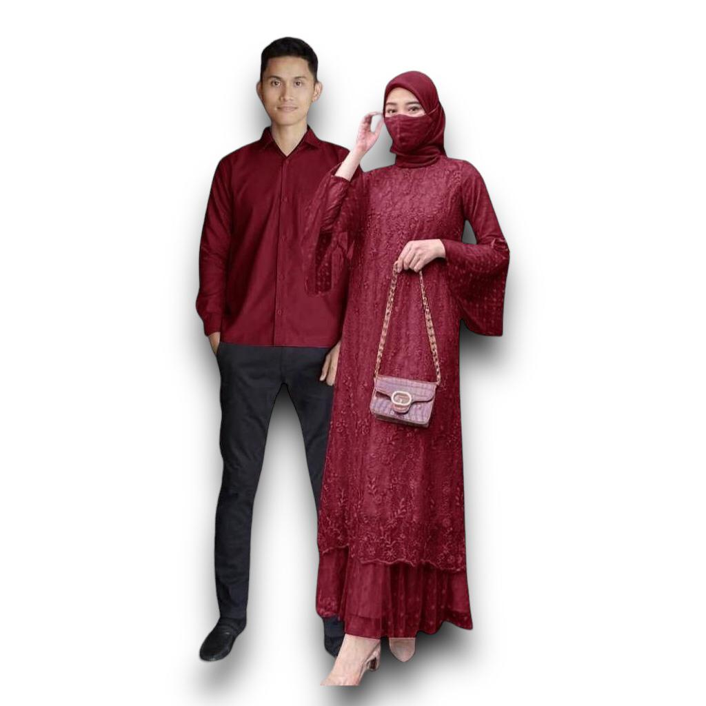 MAXI COUPLE GELA/ GAMIS COUPLE GELA SIZE S/M L XL XXL KEMEJA L/ GAMIS MUSLIM COUPLE/ MUSLIM BAJU PAS