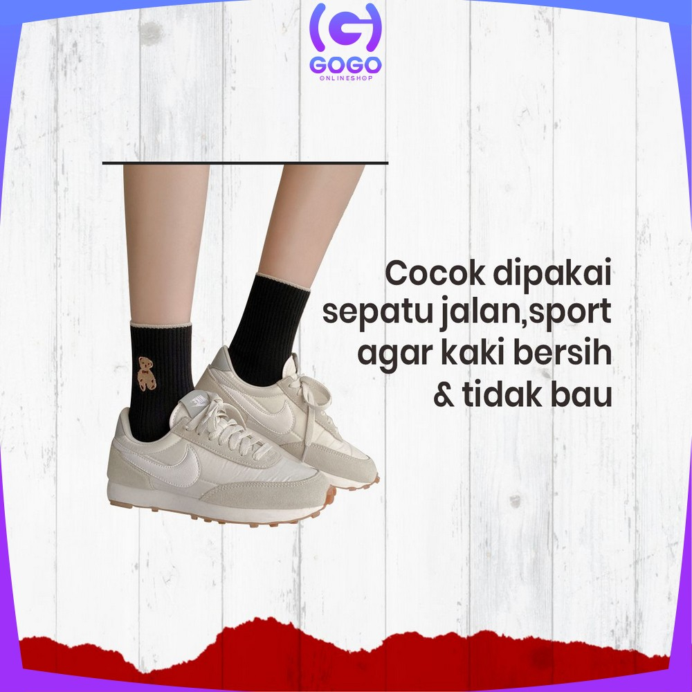 GOGO-P568 Kaos Kaki Wanita Korea Motif Beruang Panjang Setinggi Betis / Kaus Kaki Ankle Karakter Cute Bear Fashion Korean Style Socks