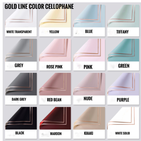 

1 Lembar Kertas Gold Line Color Cellophane/Flower Wrapping paper/Kertas Pembungkus