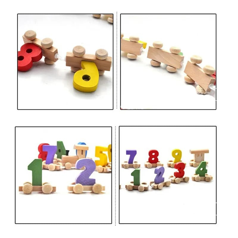 Wooden Train 123 Puzzle Angka Mainan Kereta Kayu Mainan Balita Wooden Toys Mainan Kayu kereta Anak Puzzle Kayu Puzzle Anak 246-12