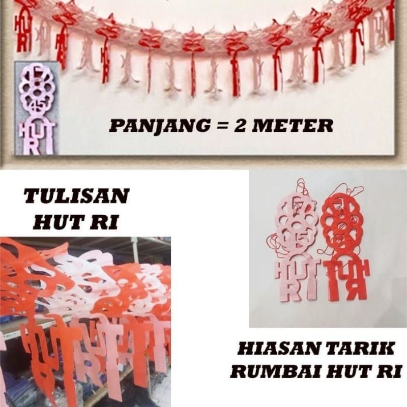 Garland TARIK Banner Hiasan Dekorasi HUT RI Rumbai Tarik HUT RI Indonesia 17 Agustu