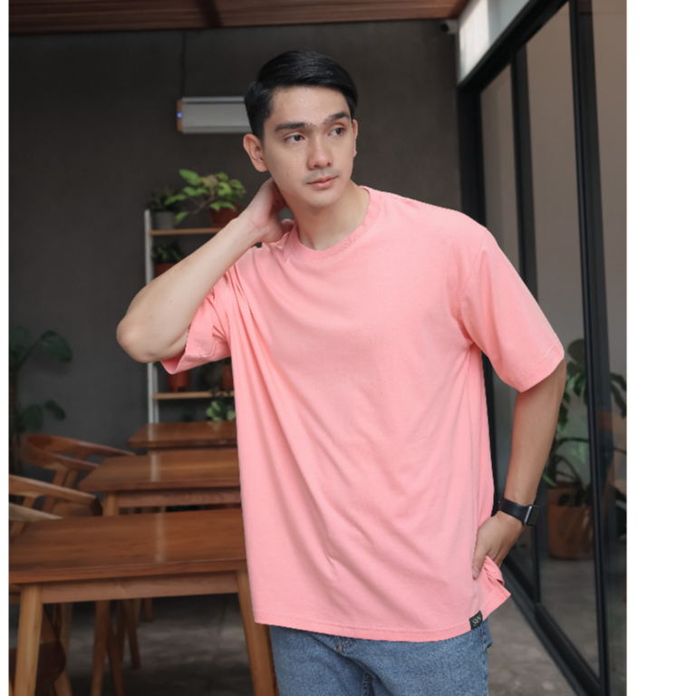 SANVANINA Kaos Polos Oversize Pink | Cooper Oversized Tee Shirt Salmon Peach | OT-01H