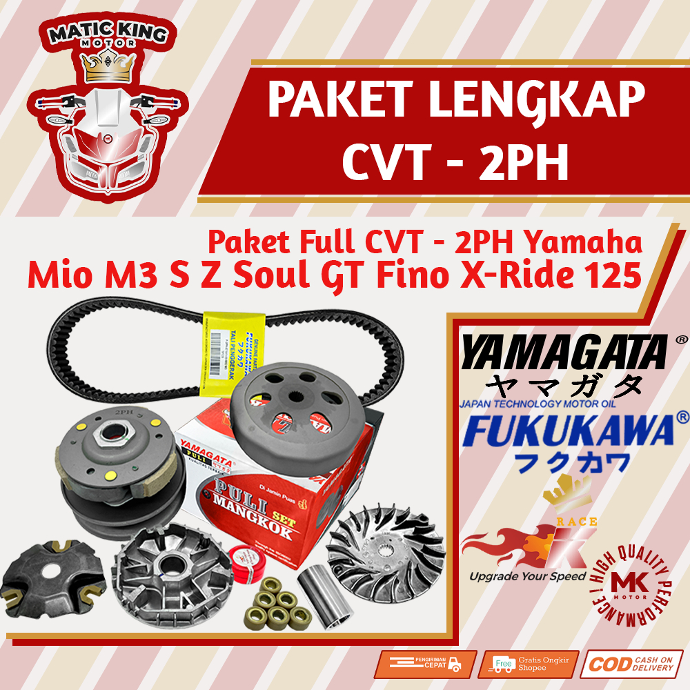 Paket Full Upgrade CVT Yamaha Mio M3 S Z Fino X-Ride Gear FreeGo Soul GT 125cc 2PH Yamagata Fukukawa Thailand