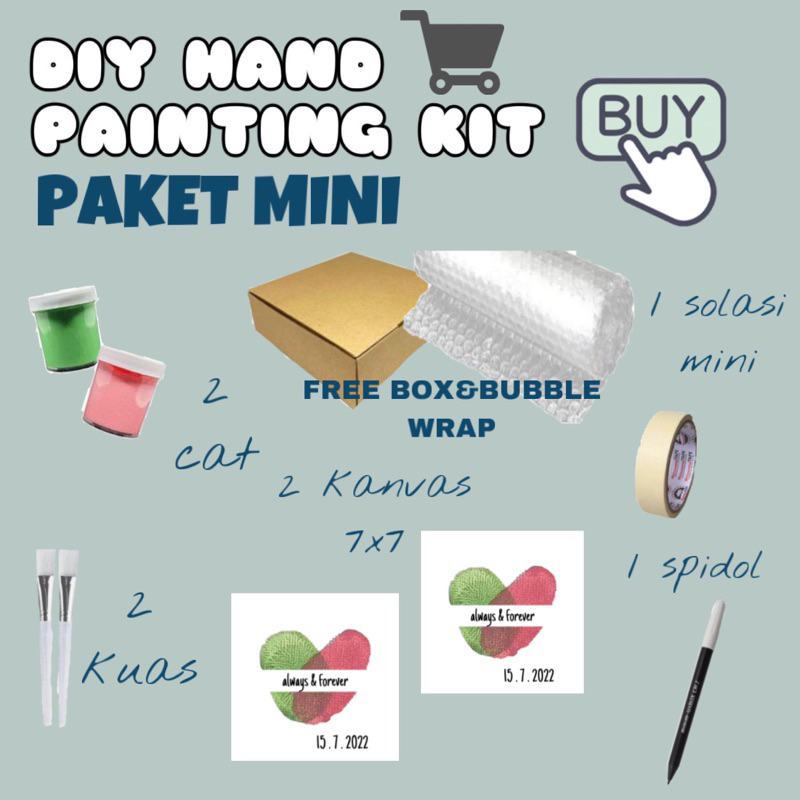 

(free box)PAKET MINI DIY HAND PAINTING KIT CAP TANGAN KANVAS COUPLE