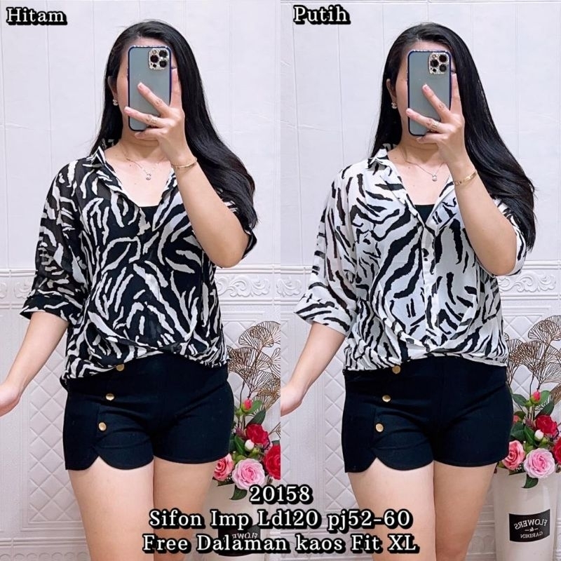 20158 Atasan Wanita Jumbo Import Sifon Abstrak