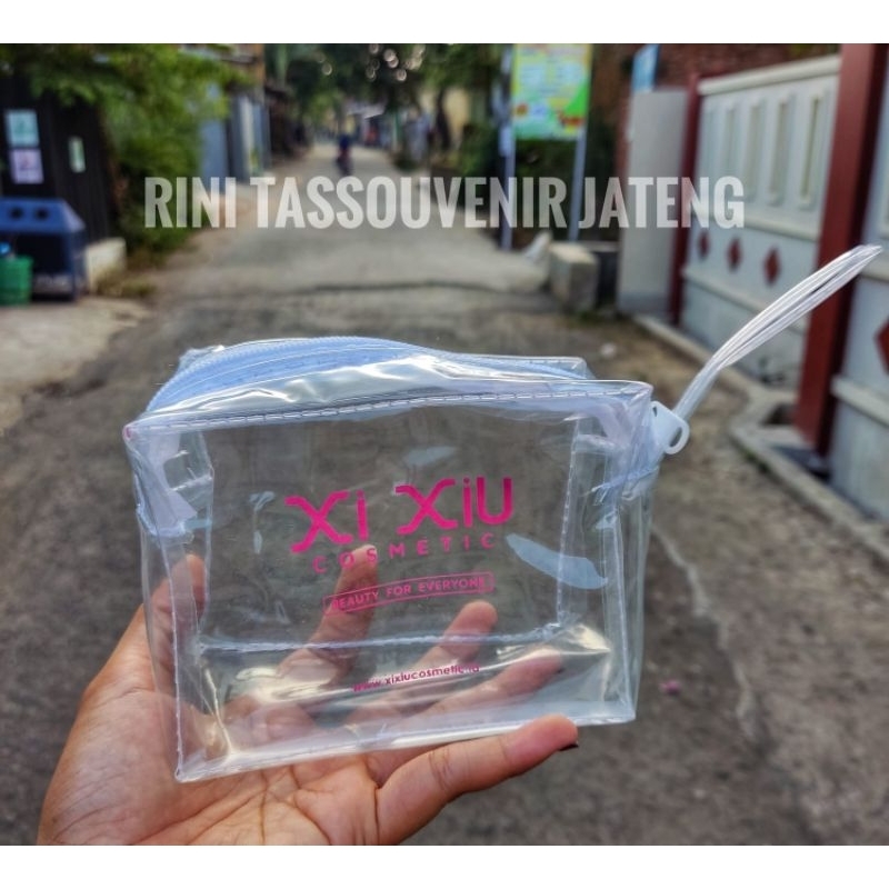 Dompet Mika Sablon Pouch Skincare Pouch Mika Transparan Bisa Request Logo Klinik