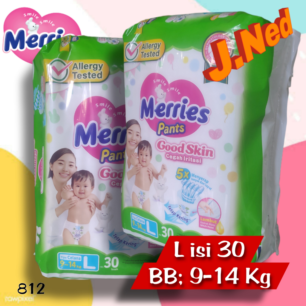 J812B (L30 PCS HARGA 2 BALL ) POPOK BAYI MERRIES PANTS GOOD SKIN (Type Celana )