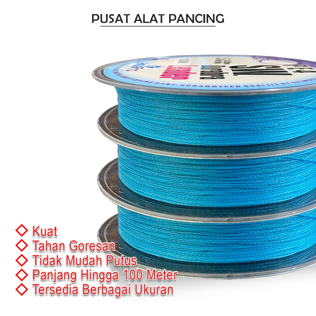 Senar Pancing SW Tali Pancing 100M Warna Biru Senar Pancing Fishing Line Strength 3.10kg-18.5kg Sangat kuat 100Meters Tali Pancing SW