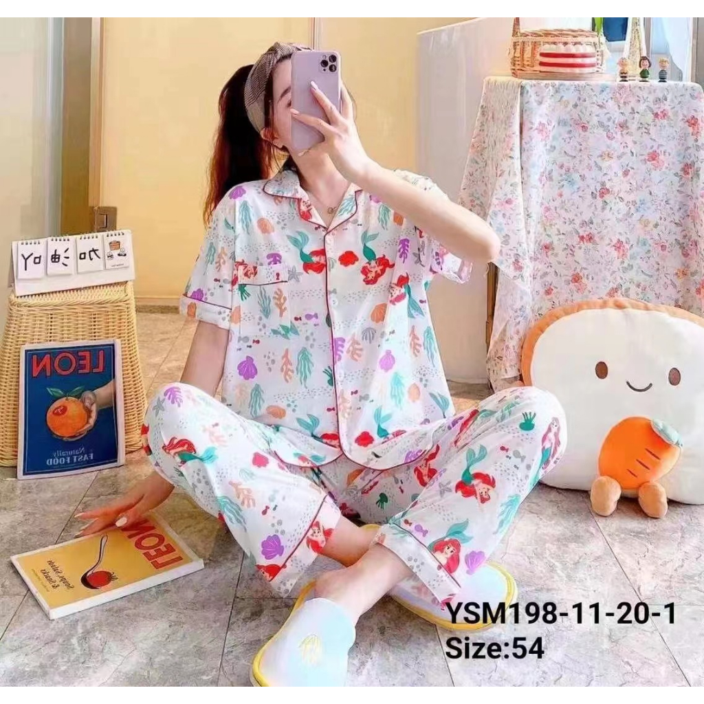 2 IN 1 SETELAN BAJU PIYAMA WANITA IMPORT PanJang PENDEK CELANA PANJANG