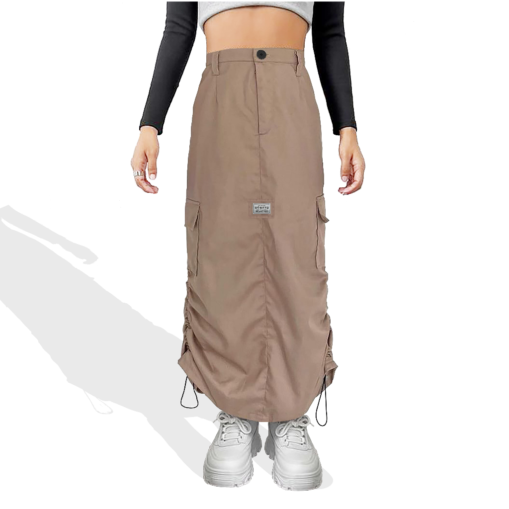 Dritto Cargo Skirt - Rok Cargo Wanita - Brown