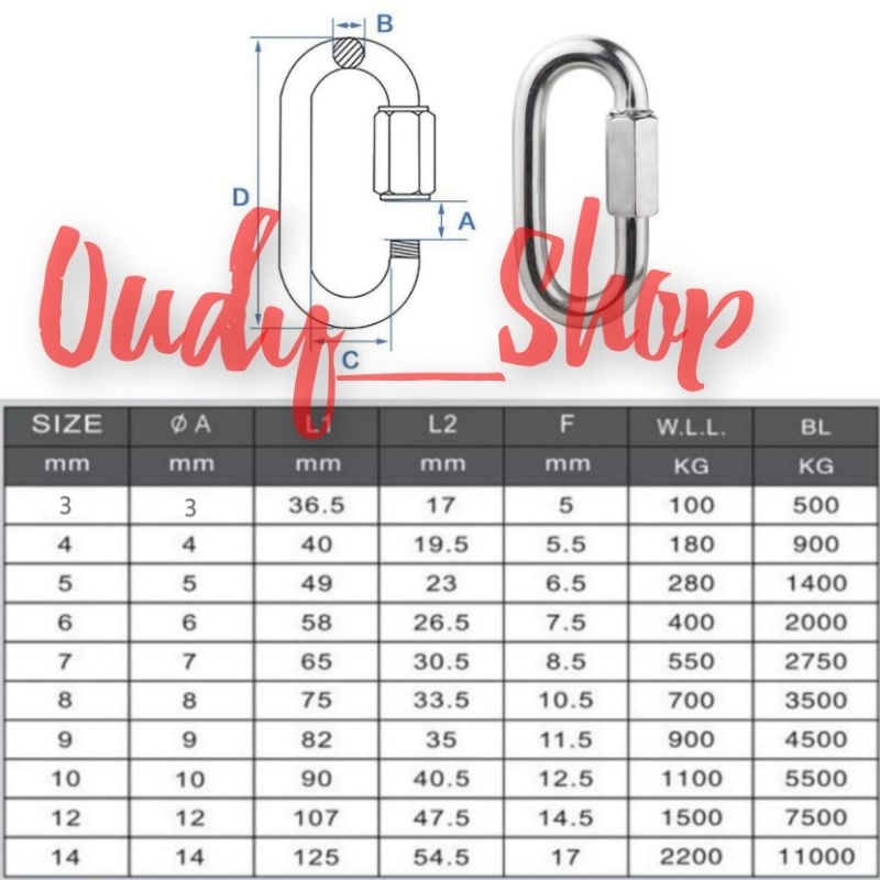 Carabiner Hammock Safety Lock Ulir Stainless Steel