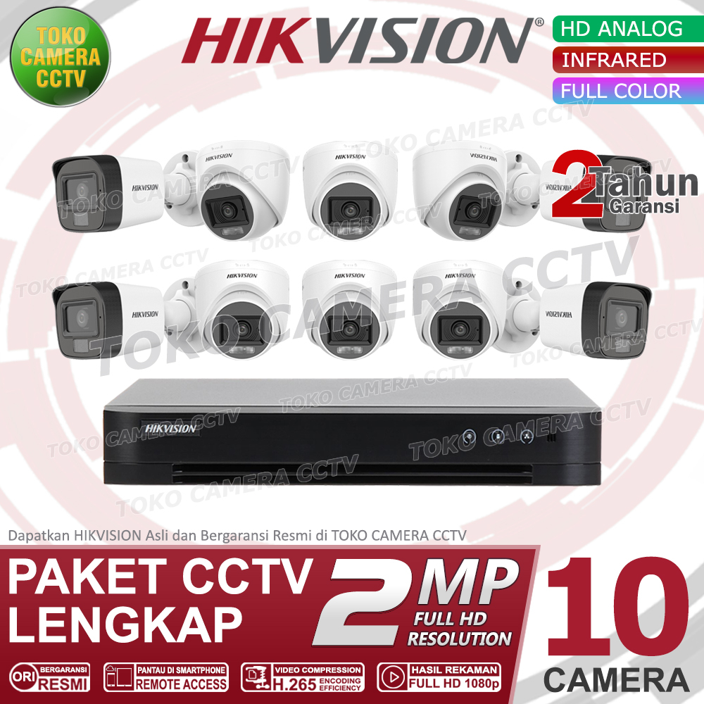 PAKET CCTV HIKVISION 2MP 16 CHANNEL 10 KAMERA