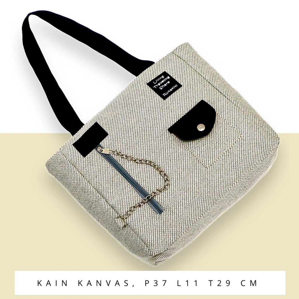 Totebag kekinian elegan simple murah Tas TOTE kuliah sekolah jalan jalan muat laptop motif kanvas