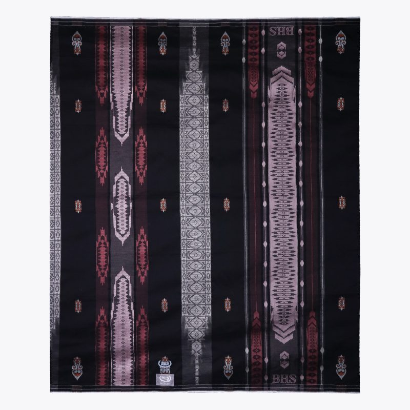 Sarung BHS Excellent Silver Motif Jacquard Gunung Krakatau Hitam Pink