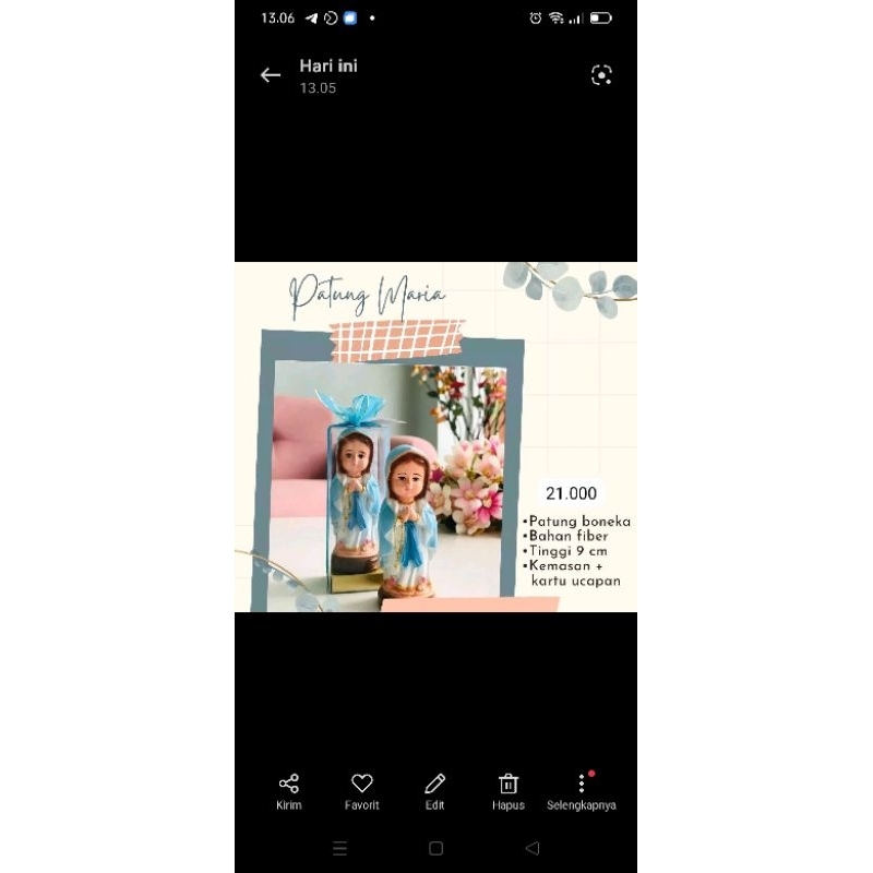 Patung Bunda Maria Boneka Lourdes