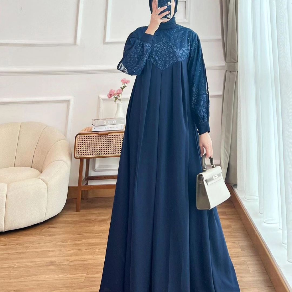 IRENA MAXY DRESS GAMIS CRINKLE AIRFLOW PREMIUM DRESS WANITA TERBARU 2023 GAMIS WANITA BAHAN CRINGKLE APLIKASI BORDIR MEWAH