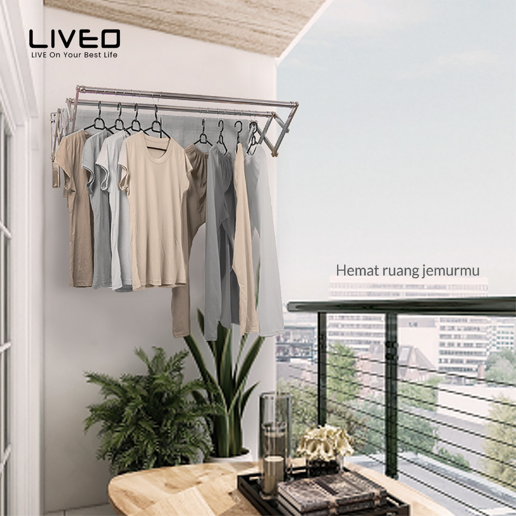 Jemuran Dinding Baju Stainless Steel Liveo LV-316 / Jemuran Lipat Gantung