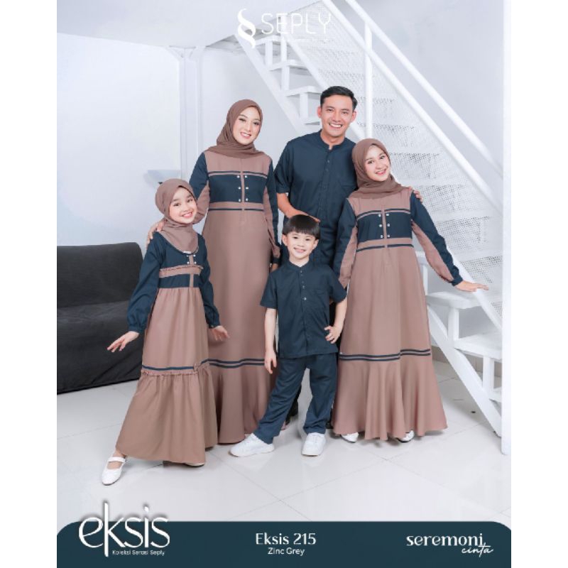 Sarimbit Keluarga Seply 2023 Eksis 215 Zinc Grey (Gamis Meyra 149, Koko Kaseo 190 Gamis Anak Selia 133, Koko Anak Kliko 136)