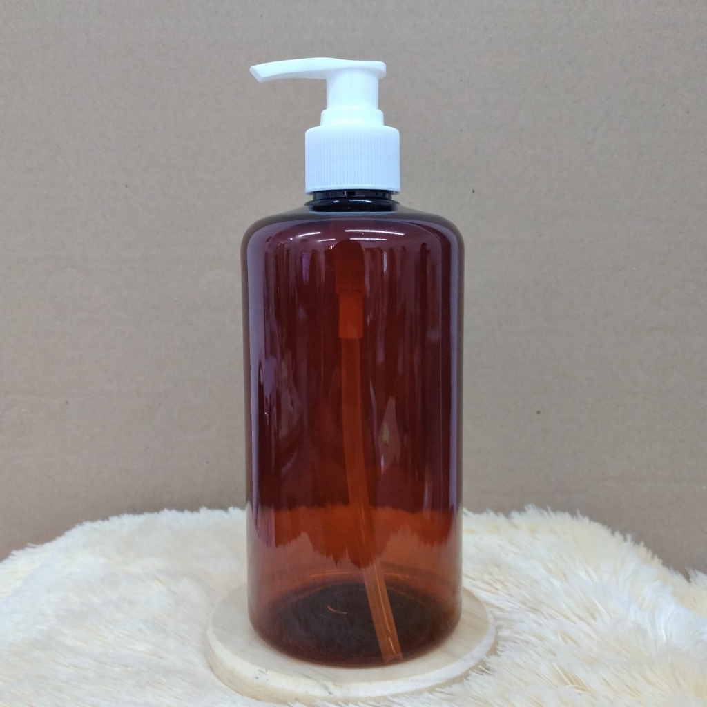 Botol Plastik PET 500ml Coklat Amber Tutup Pump Lotion