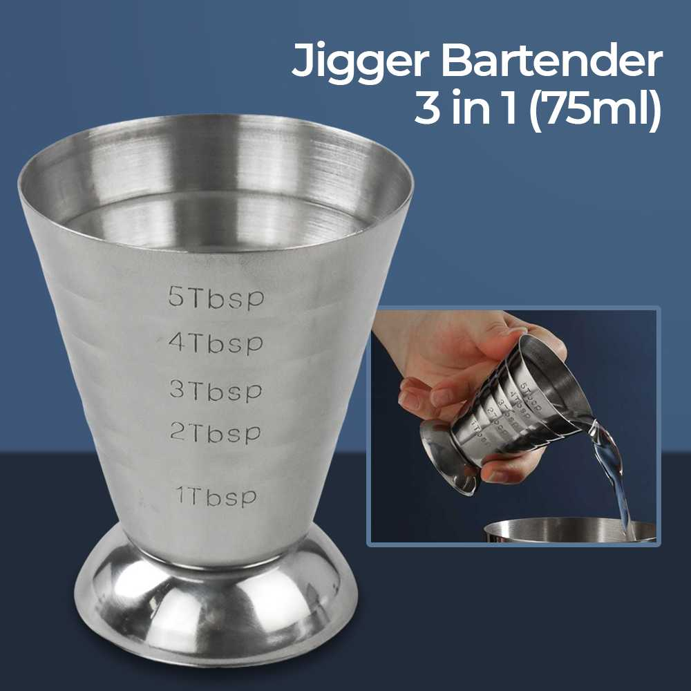 Gelas Ukur Bartender Multilevel Jigger Bar 3 in 1 75ml Takaran Konsisten Material Anti Karat Berkualitas