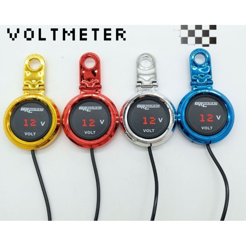 (HVM) Voltmeter Aki Digital BULAT Led Plus Breket Dudukan Spion Volt Meter Universal Nmax Aerox Scoo