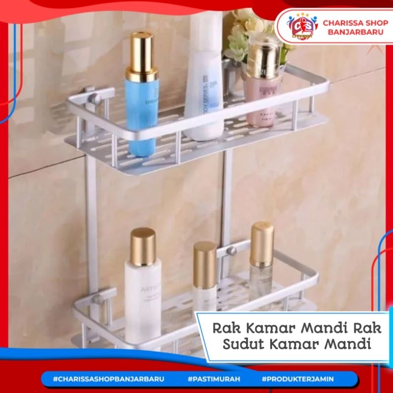 Rak Kamar Mandi Rak Sudut Kamar Mandi Rak Kamar Mandi Aluminium 2 Susun Tempat Sabun Aluminium Sudut