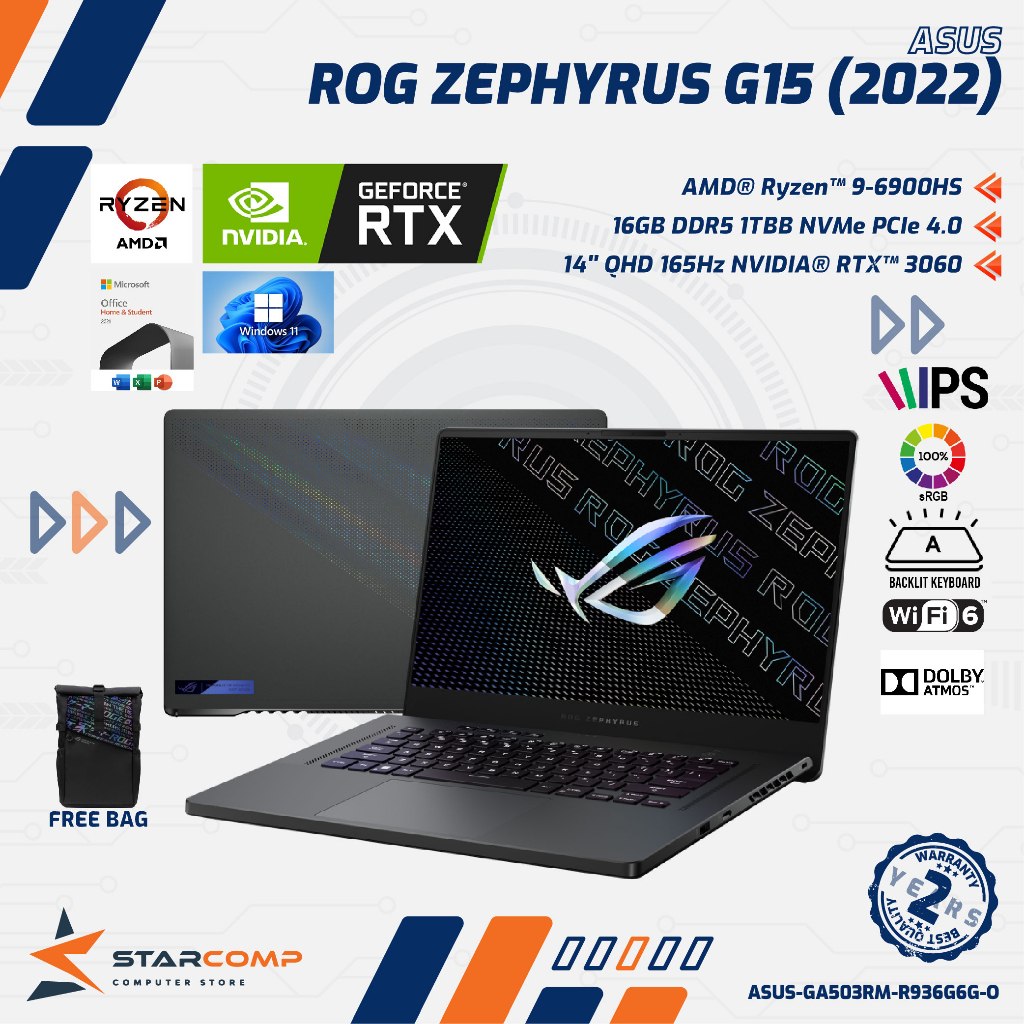 ASUS ROG ZEPHYRUS G15 GA503RM Ryzen 9 6900HS RTX3060 16GB 1TBSSD 165HZ