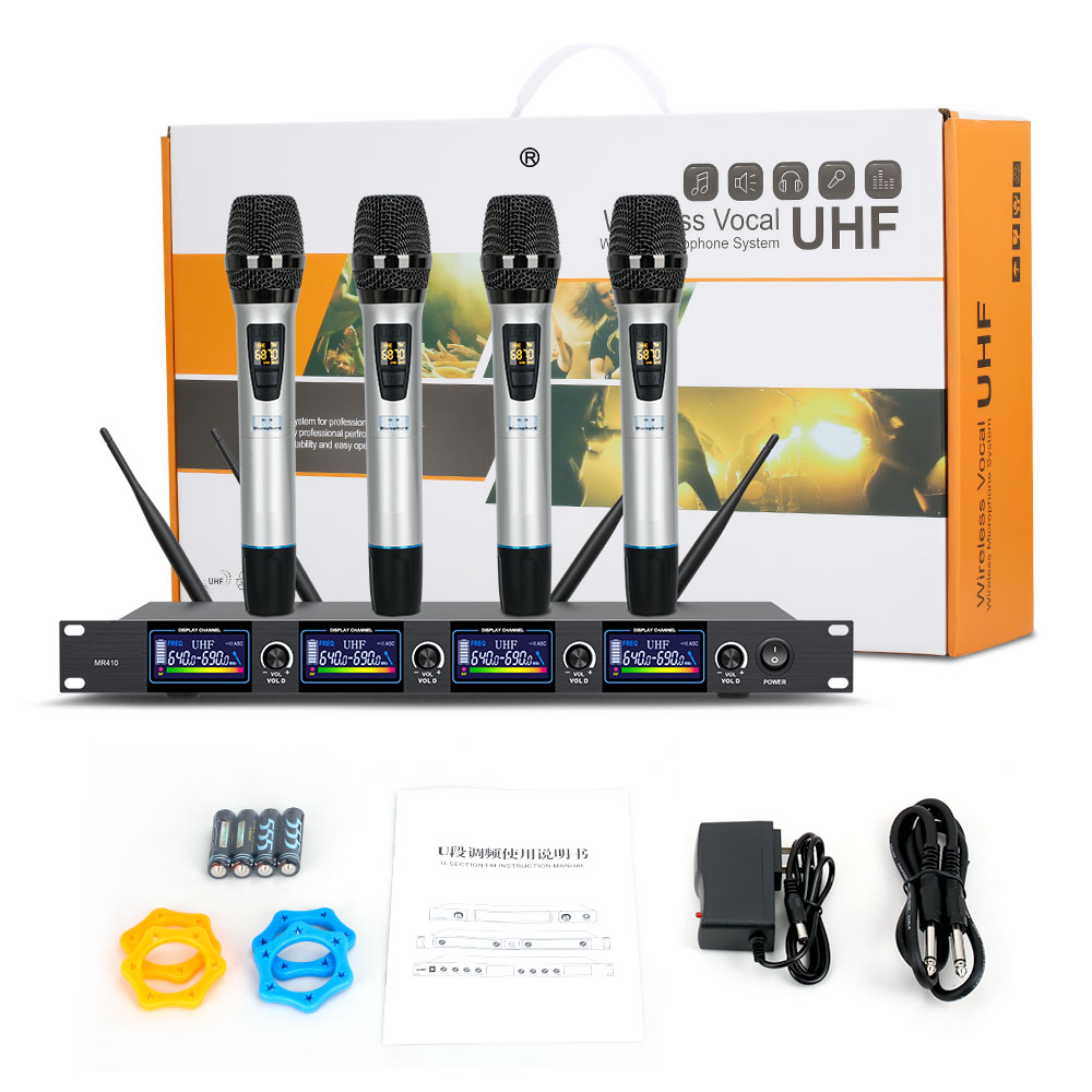 NEW BAXS Mikrofon genggam nirkabel MR410 asli satu derek dua UHF yangdapat disetel untuk nyanyian keluarga,karaoke, acara besar, siaran langsung.mikrofon berkualitas tinggi yang disukai