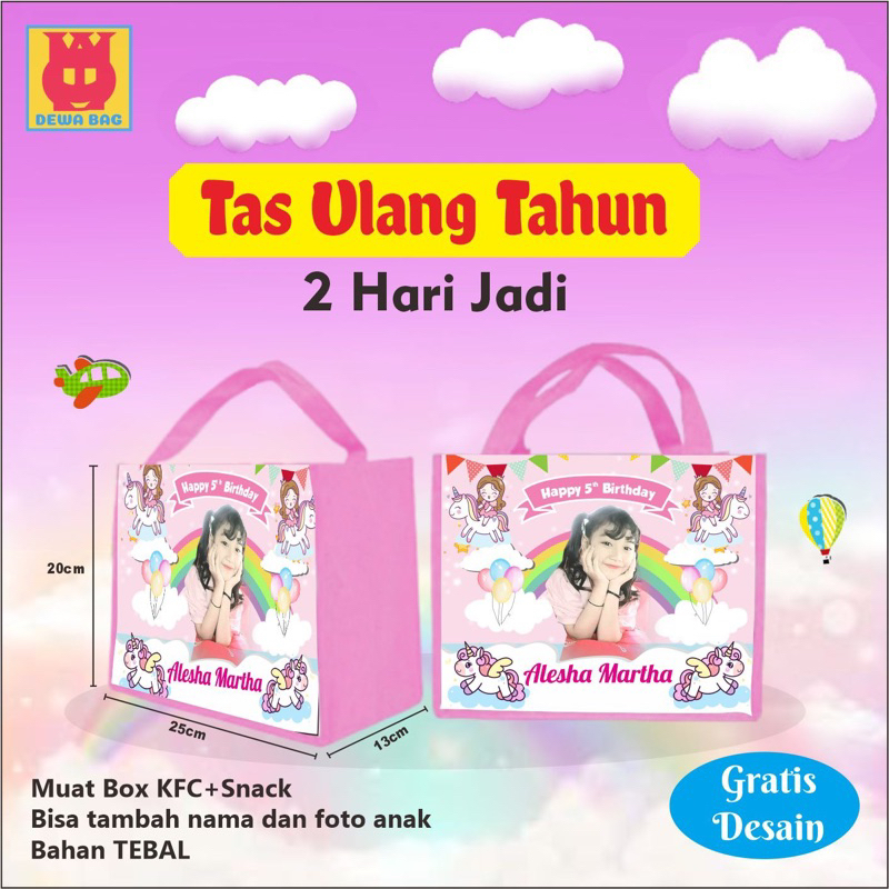 

Tas ultah custom minimal order 20pcs/ Tas ultah anak