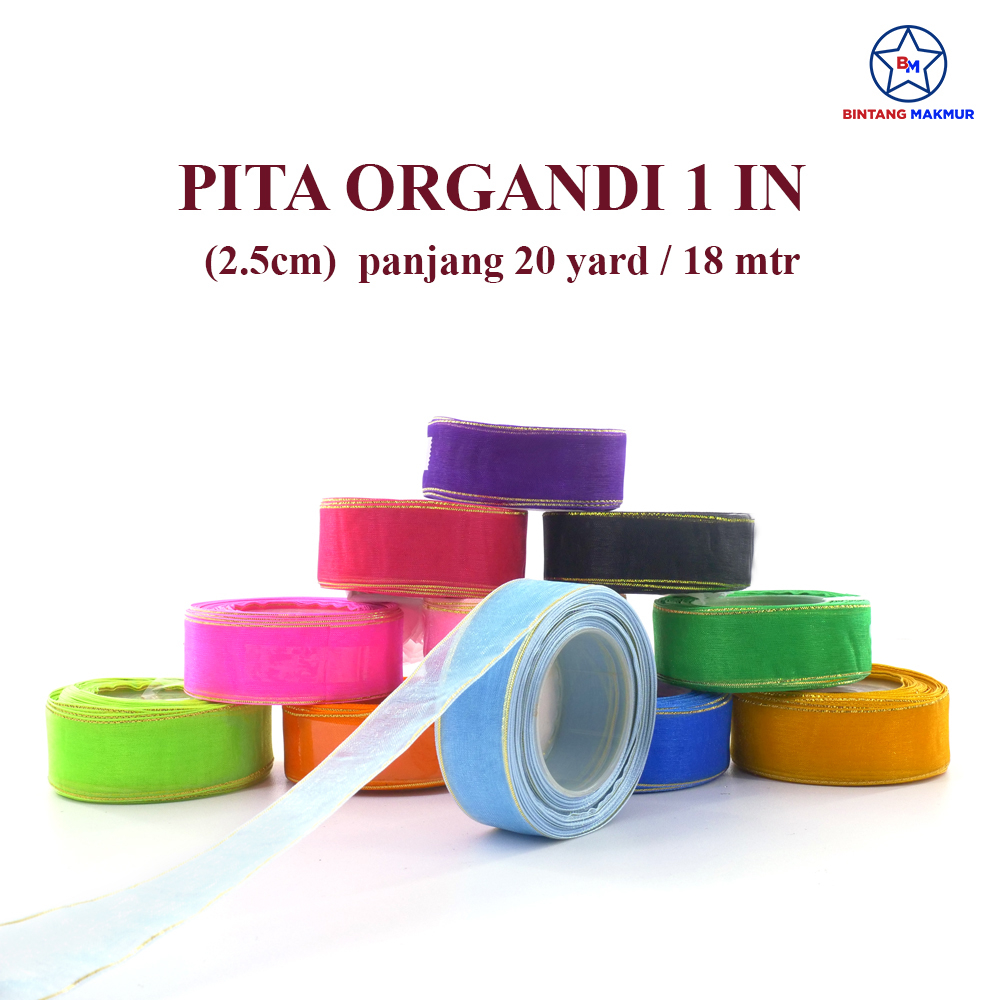 

Bintang Makmur - Pita Organdi List Emas 1 inch inci (2.5cm) panjang 20yard