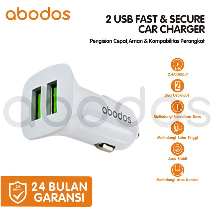 Abodos Car Converter Charger Dual Port USB Pengisian Cepat