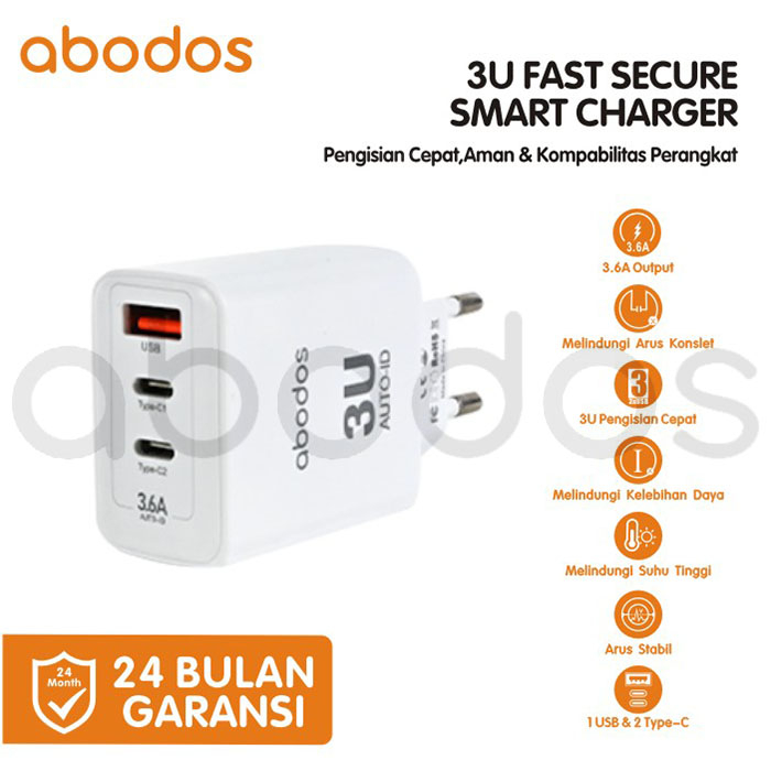 Abodos 3U Fast Charger 1 USB Dual Type-C