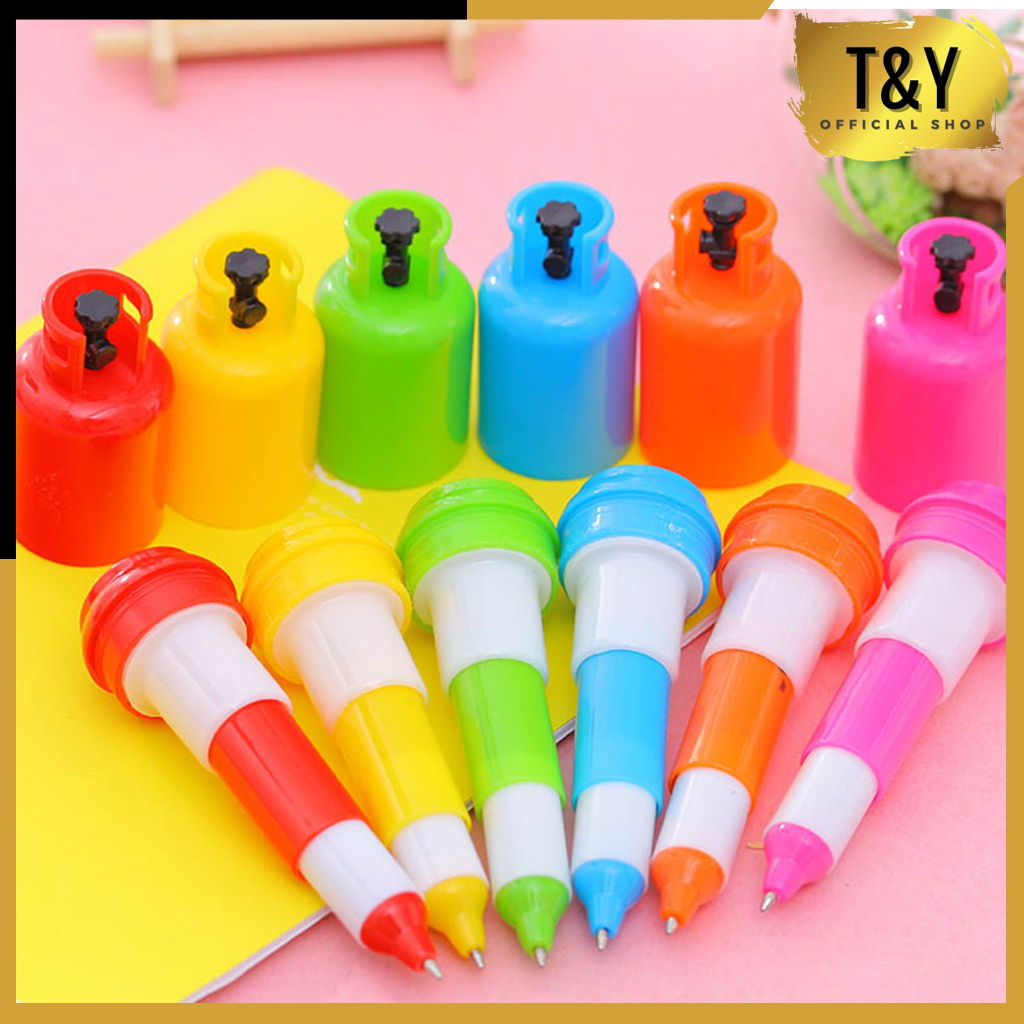 T&amp;Y Pena Lucu Capsul Bentuk Tabung Gas Bullet Tip 0.5mm Pulpen Capsul Motif Tabung Gas Alat Tulis Sekolah Kantor Gas Cylinder Bolpoint Perlengkapan Menulis Anak Pen Motif Unik Untuk Souvenir Pernikahan Cendera Mata Murah