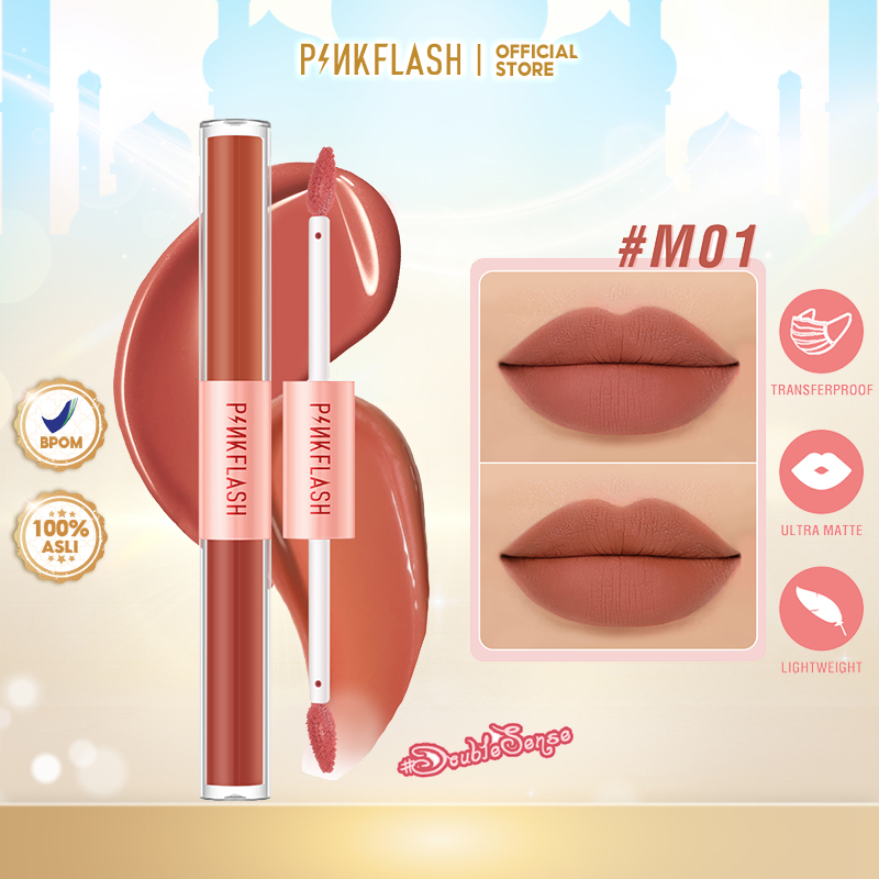 PINKFLASH DoubleSense 2 IN 1 Dual-ended Liquid Lipstick Ombrelips Matte Lipstik Lightweight