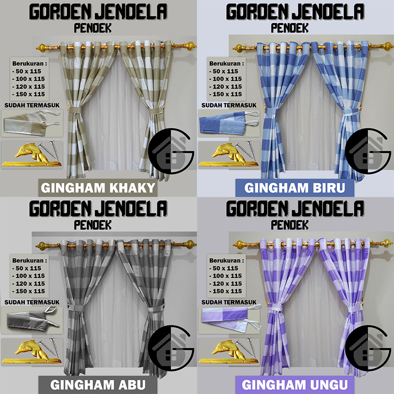 GORDEN JENDELA KAMAR GORDEN KAMAR TAMU GORDEN MINIMALIS PENDEK TINGGI 120CM RING/ HORDENG JENDELA SMOKRING