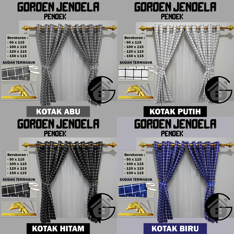 GORDEN JENDELA KAMAR GORDEN KAMAR TAMU GORDEN MINIMALIS PENDEK TINGGI 120CM RING/ HORDENG JENDELA SMOKRING