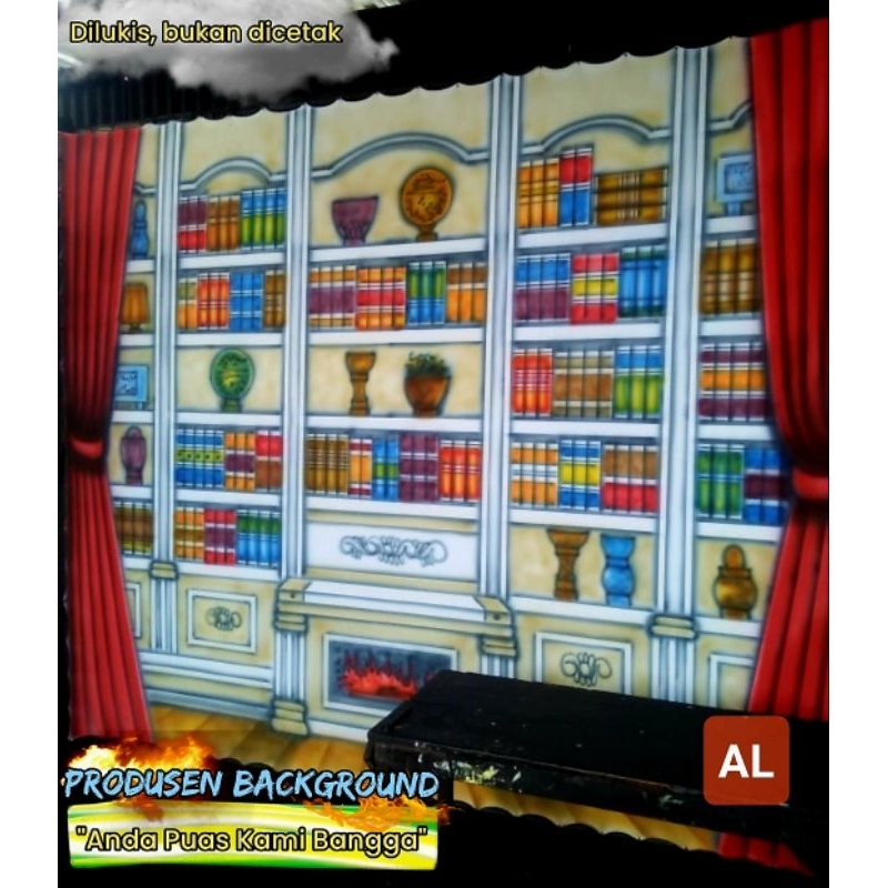 Background Foto/ Latar/ Rak buku Wisuda 3x2,5m Foto Studio corak putih 8