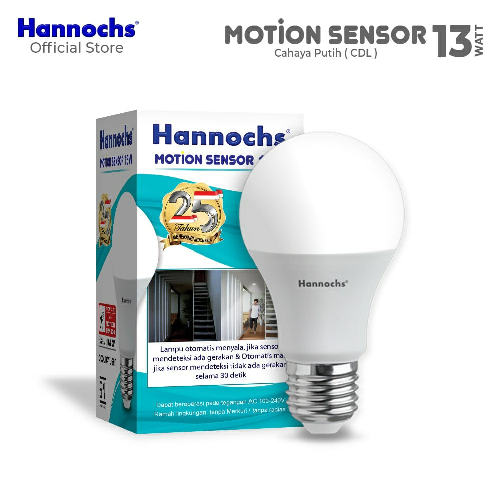 (JB99) Hannochs Lampu Led Motion Sensor 13 watt cahaya Putih