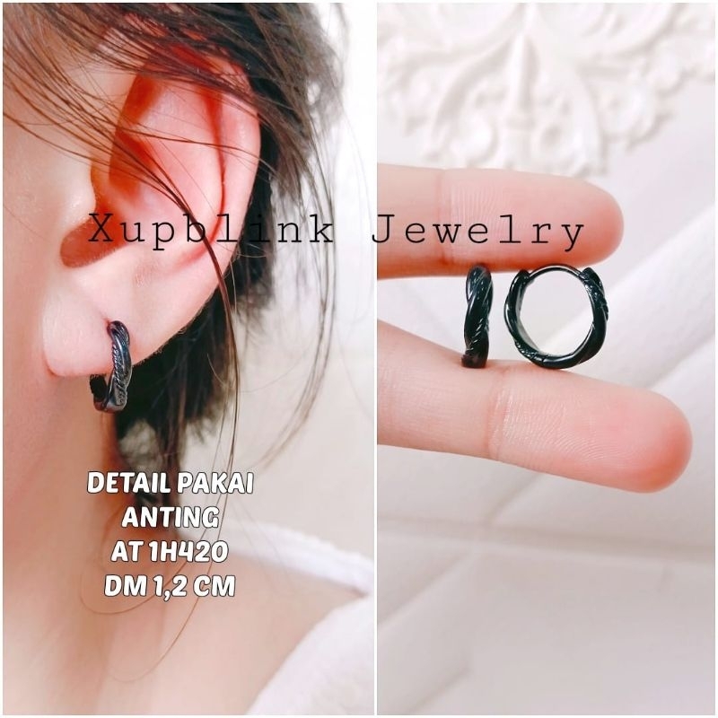 Anting Klip Titanium Davina Hitam Anti Karat Anting Xupblink Jewelry