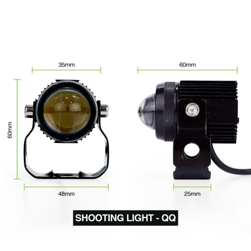 LAMPU SOROT/LASER Q2 QQ 2WARNA WHITE YELLOW MINI SHOOTING LIGHT LASER TEMBUS KABUT MOTOR MOBIL