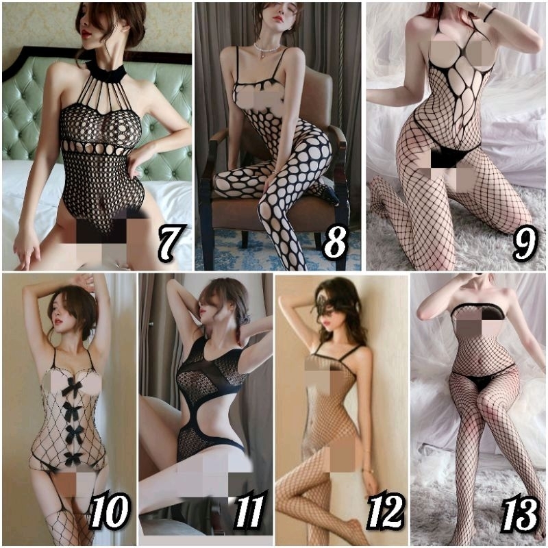 Net Stocking Body Stoking Sexy Jaring Besar Open Crotch Model 7-13