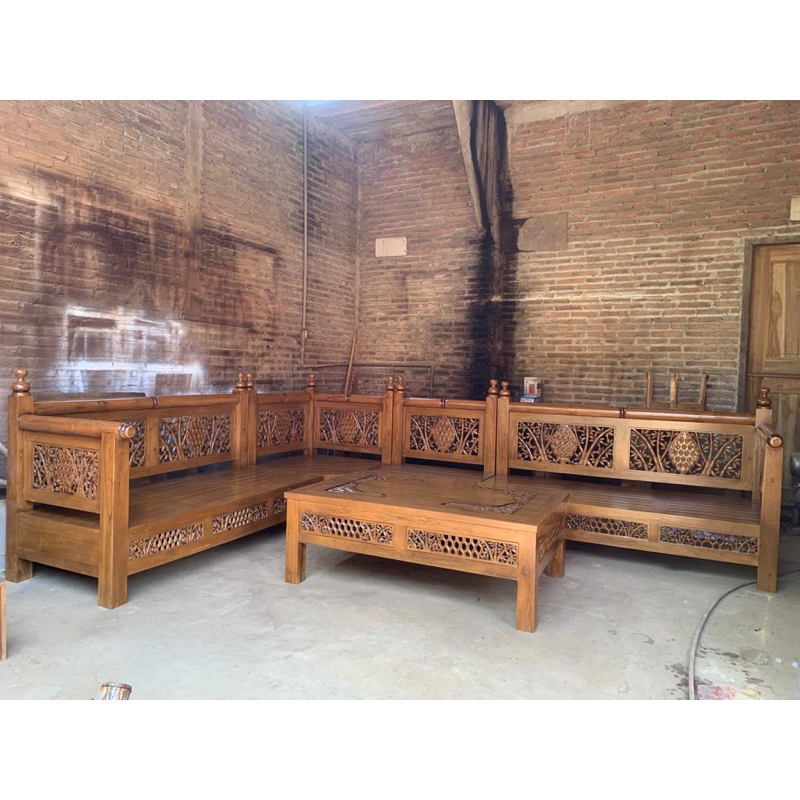 kursi tamu sudut jumbo kayu jati