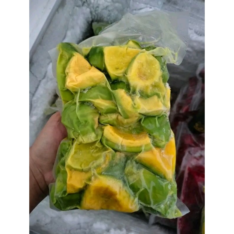 

ALPUKAT FROZEN KEMASAN 1KG ALPUKAT MENTEGA JUMBO ALIGATOR BEKU/FROZEN