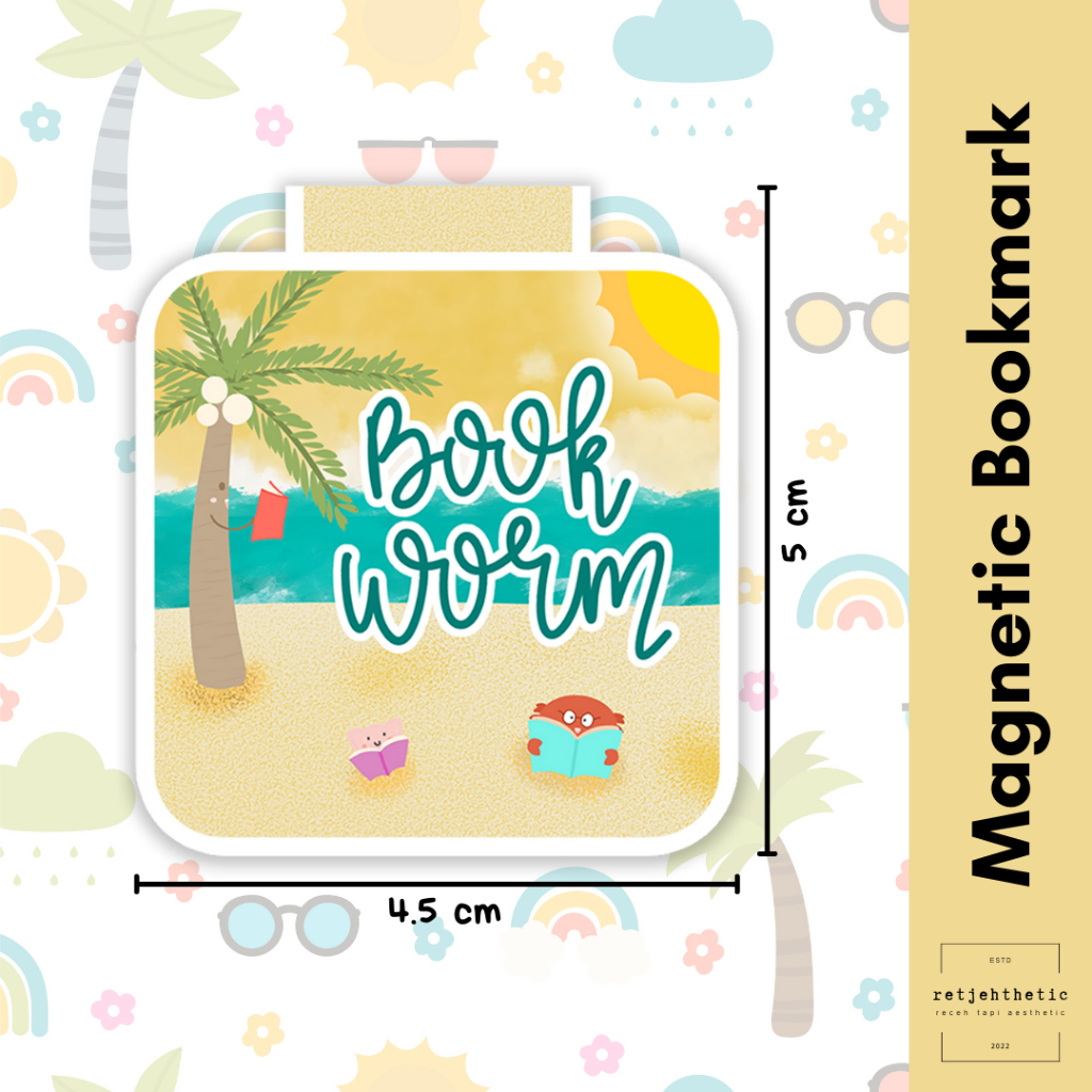 

Magnetic Bookmark: Bookworm - Summer Reading Retreat | Pembatas Buku Premium Waterproof Aesthetic