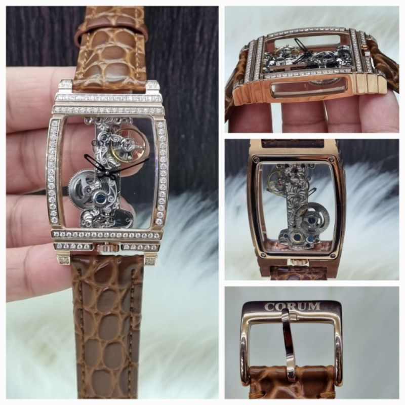 NEWJAM TANGAN MEWAH WANITA//JAM TANGAN CEWEK CORUM TRANSPARAN AUTOMATIC DIAMETER 32MM