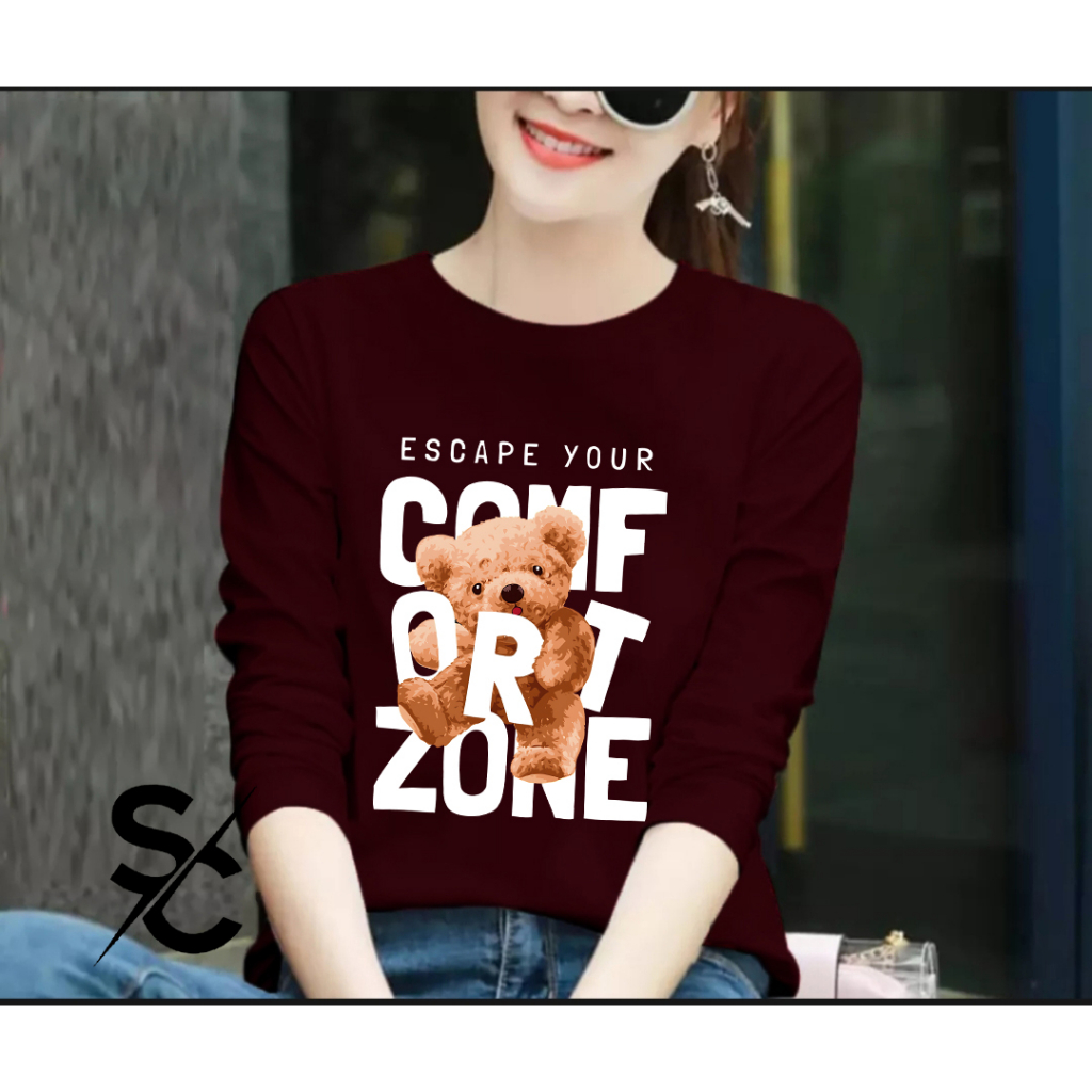 KAOS COMFORT ZONE DEPAN DISTRO PRIA/WANITA LENGAN PANJANG  COTTON COMBED 24s BASIC T-SHIRT TERBARU