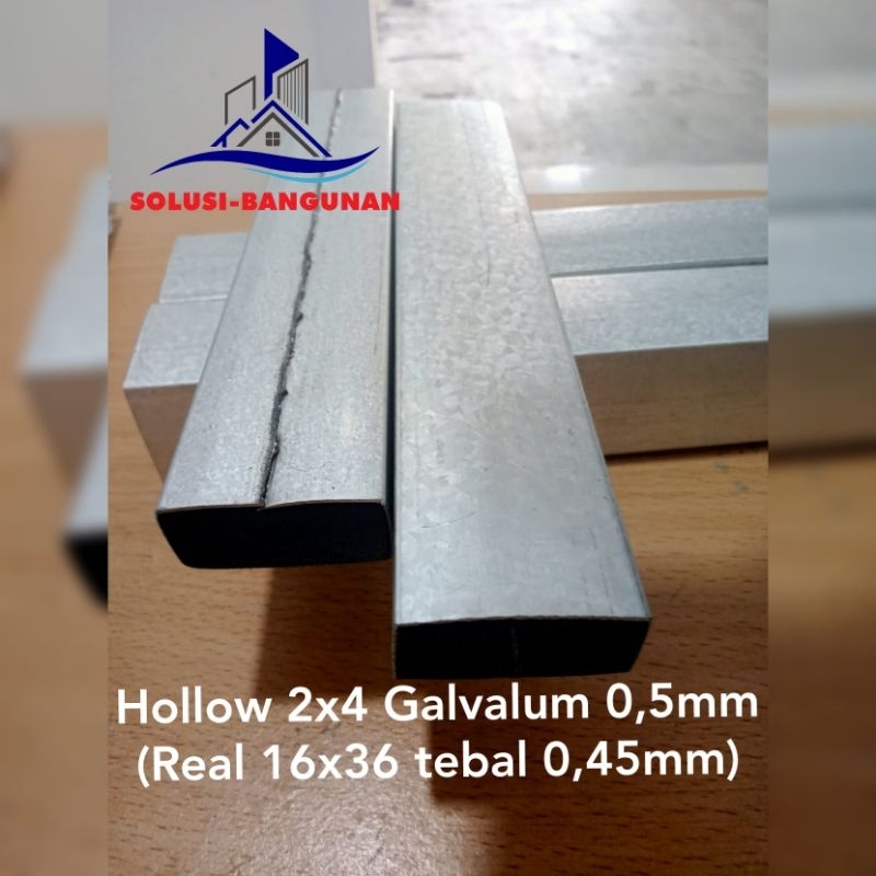 Hollow 2x4 tebal 0,5mm - 4 meter/holo 05/hollow/rangka partisi/partisi dinding/partisi gypsum/partis