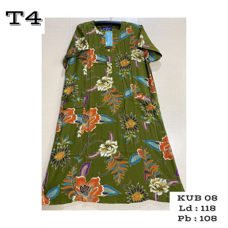 BATIK KENCANA UNGU LEBEL BIRU ORI DASTER LENGAN PENDEK MOTIF BUNGA TERBARU 3 KANCING DEPAN BUSUI FRI